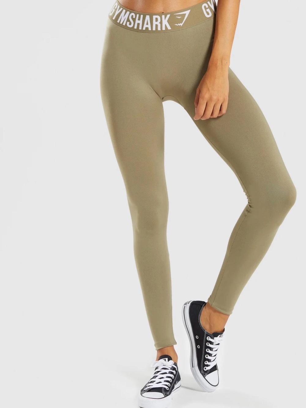 Gymshark Fit High-Waist Seamless Leggings Washed Khaki/white